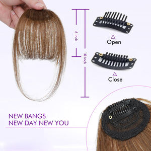 Vêtements quotidiens <span class=keywords><strong>fausse</strong></span> <span class=keywords><strong>frange</strong></span> vaporeux brun clair 100% vraies extensions de cheveux humains <span class=keywords><strong>fausse</strong></span> <span class=keywords><strong>frange</strong></span> postiches pour les femmes - Product Image 5
