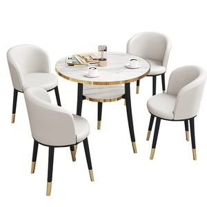Mesas Redondas XY para Eventos, Patas de Metal, Tablero de Madera, Juego de <span class=keywords><strong>Mesa</strong></span> y Sillas para 4 Personas, para Restaurante o Cafetería de Estilo Nórdico - Product Image 1