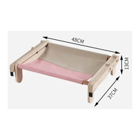 Hamac pour chat rectangulaire en bois, design respirant, couleur naturelle, lavage à la main, options de fixation au sol ou en fenêtre, direct usine