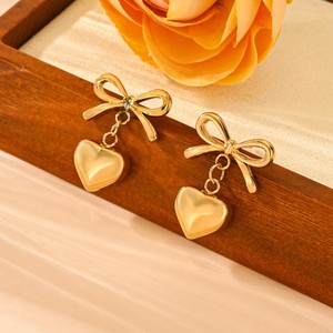 Herzanhänger Mode-Halsketten für Frauen Elegante Hübsche Günstige Kinder-Schleifenohrringe Vintage Vergoldetes Schmuckset ALN25120952 - Product Image 5