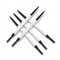 Lápiz Delineador de Cejas Blanco Personalizable con Punta Ultrafina Retráctil y Cepillo Espiral Separado para Cejas Naturales y Precisas