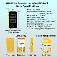 Cerradura de Gabinete Inteligente HF688SDN de Doble Modo con Contraseña e Inducción RFID, Cerradura Electrónica Inteligente para Gimnasio, Spa y Escuela
