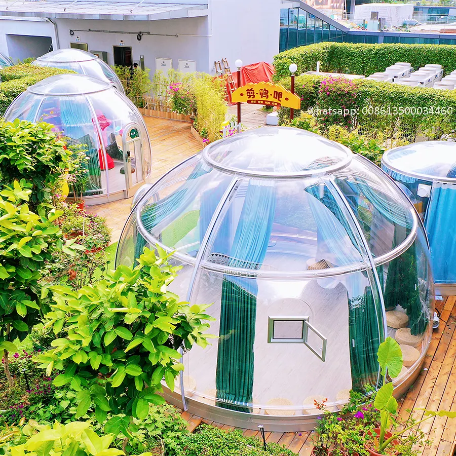 2021 popolare chiara tenda della cupola geodetica della bolla con la porta e la tenda automatica per la barra del ristorante