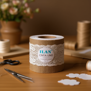 ILAN Nastro di Lino 25 Cm X 1,8 M con Pizzo Decorativo per Artigianato e Decorazione - Product Image 3