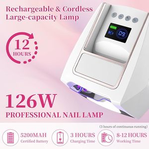 Lámpara UV Recargable de 126w, Inalámbrica, para Esmalte de Gel, Luz LED Roja para Uñas, para Salones de Manicura Profesionales - Product Image 4