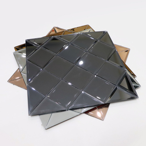 Carreaux de <span class=keywords><strong>miroir</strong></span> en verre gris <span class=keywords><strong>fumé</strong></span> à bords biseautés rectangulaires pour mur de fond de bar - Product Image 1