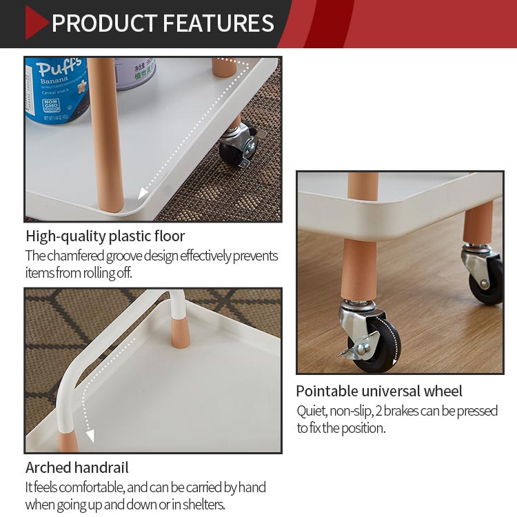 3 Tier Bathroom Kitchen Storage Cart With Wheels Plastic PP