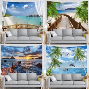 Plage Nature Paysage Série Tenture Murale <span class=keywords><strong>Fond</strong></span> Tissu Serviette Châle Protection Solaire Polyester Tapisseries Cadeau De Vacances - Product Image 4