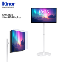 Televisor Inteligente LED Blanco de 24 Pulgadas con Pantalla Táctil Giratoria, Sistema Operativo Android Portátil, Cámara, Base Recargable con Ruedas, Full HD 40-75Hz 100% sRGB