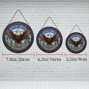 Pendentif mural attrape-soleil en vitrail pour le 250e anniversaire des États-Unis, 1776-2026, décor Aigle et Cloche de la Liberté - Product Image 6