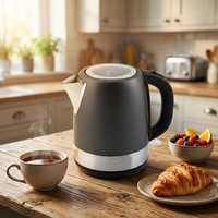 Bouilloire électrique de haute qualité 1,7 L, boîtier en acier inoxydable, couvercle à ouverture automatique, maintien au chaud, élément chauffant dissimulé pour hôtel