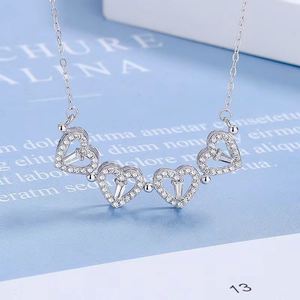 Collier pendentif à chaîne magnétique à 4 cœurs en argent sterling 925 plaqué or, nouveau style, bijoux trèfle à quatre feuilles pour femmes, cadeau - Product Image 6