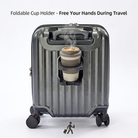 Valise de cabine 20 pouces moderne à roulettes, légère, avec ouverture frontale, compartiment ordinateur indépendant et porte-gobelet, indispensable pour les voyages
