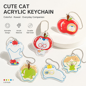 Minimal Acrylic Keychain <b>Charm</b> Cartoon Cat Clear Double Sided Print Irregular Shape Cute <b>Keyring</b> - Product Image 2