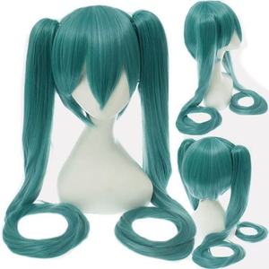 SHUANGYU Nuevo Peluquín Corto Rosa de Fibra Resistente al Calor, Liso y Ondulado, con Doble Pinza, Azul <span class=keywords><strong>Miku</strong></span> <span class=keywords><strong>Cosplay</strong></span>, 180% de Densidad, para Halloween - Product Image 5