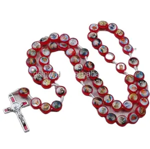 2017 new arrived item, plastic oil dripping beads rosary, catholic cross rosary