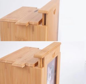 Urne rectangulaire en bambou écologique, avec couvercle coulissant dissimulé, conteneur de rangement commémoratif pour cendres d'animaux de compagnie - Product Image 4