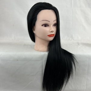 Tête de mannequin féminine pour la formation en cosmétologie, 24-26 pouces, cheveux synthétiques non remy, style droit, réaliste, pour le tressage, la teinture, la permanente - Product Image 4