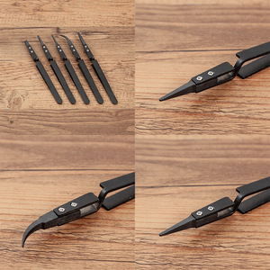 Mango de acero inoxidable, cabezal de plástico reemplazable, abrazadera plateada y negra reversible para fábricas de electrónica, agarre de precisión. - Product Image 2