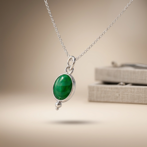 Collier Pendentif Ovale en Onyx Vert Naturel, Argent Sterling 925, Pierre Sertie Closée, Fait Main, Minimaliste, Tendance, Plaqué Rhodium, Chaîne Câble - Product Image 3