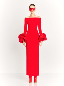 Elegante Abito da Sera Stile Europeo Monospalla a Maniche Lunghe <span class=keywords><strong>con</strong></span> Volant e <span class=keywords><strong>Spacco</strong></span>, Modello Corsetto - Product Image 3