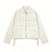 Veste de travail en toile personnalisée pour homme, imperméable, coupe-vent, respirante, style vintage, coupe ample, fermeture éclair sur le devant, col rabattable, poche utilitaire