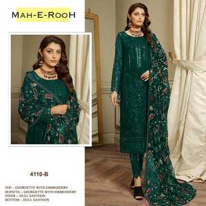 Fournisseur en gros Broderie lourde en fausse georgette 3mm Séquence Travail Dames Pakistanaise Soie Salwar Costume Mariage Fête Porter Pelouse - Product Image 3