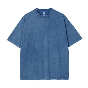 Tùy Chỉnh Axit Rửa Áo Sơ Mi Mùa Hè Jersey Trống Người Đàn Ông Giản Dị Trống T-Shirt Thời Trang Dạo Phố Trống Áo Phông In Dệt Kim 100% Cotton 1 PC