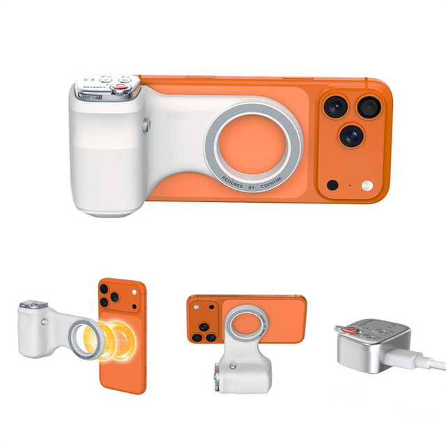 iPhone Camera Grip Removable Remote Built in Keychain Magnetic Phone Camera Grip No Need App Support Fun Shot Magnetic Grip