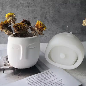 J236 Venda quente Estilo Nórdico Cimento Rosto Forma Silicone Planta Pote Molde Criativo Retrato Rosto Silicone Concreto Folwerpot Mold - Product Image 3