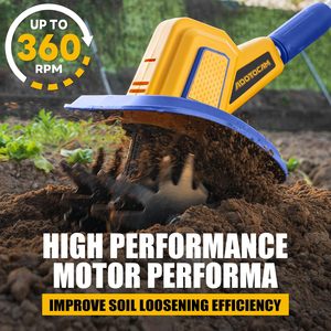 Motoculteur sans fil 20V à batterie, 360 tr/min, largeur de travail 9 pouces, profondeur 7 pouces, pour jardinage GT9001, moteur puissant - Product Image 3
