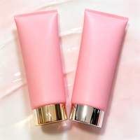 Tube d'emballage cosmétique rose en PE de 100 ml pour gel douche et lotion solaire, personnalisable avec logo, petite série