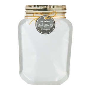 Bottle Shaped Pouch Reusable Stand Up Laminated Plastic Food Pouch Nuts Mason Jar Zipper Bag