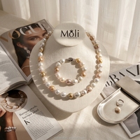 Ensemble de colliers et bracelets avec perles naturelles d'eau douce, bijoux colorés, mélange de couleurs, style Baroque, 11-12mm, offre spéciale