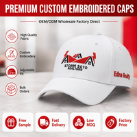 Casquette de baseball blanche brodée personnalisée à 6 panneaux, logo immobilier, structurée, style « Dad Hat », réglable, snapback, unisexe, vente en gros