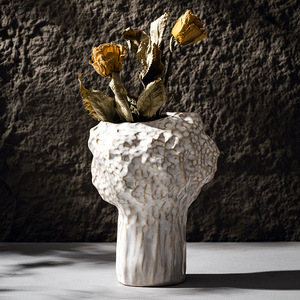 Vase en céramique QTY pour salon, arrangement floral, fleurs séchées, plantes aquatiques, accessoire décoratif blanc pour meuble TV - Product Image 3