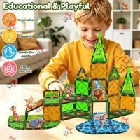 Tendencia 2026, Juego Educativo de Bloques de Construcción Magnéticos 3D con Animales para Niños, STEM Bosque, Baldosas Magnéticas Grandes de 7.5cm