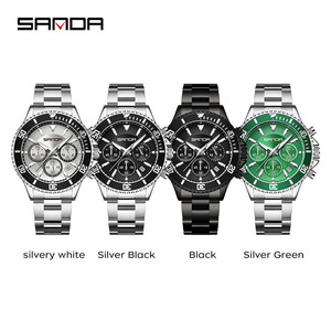 Reloj de Cuarzo Cronógrafo Sanda 9102 para Hombre, Caja Redonda de 45 mm, Esfera Analógica Deportiva con Cristal Mineral - Product Image 2