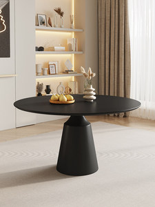 <span class=keywords><strong>Mesa</strong></span> de Comedor con Base de Roca para Apartamentos Pequeños, Diseño Minimalista, Color Negro y Blanco Puro, Giratoria, Mueble Multifuncional para el Hogar - Product Image 1