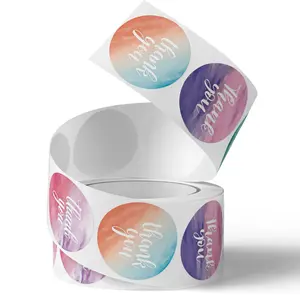 Klebender wasserfester Vinyl-Aufkleber Etikett Farbverlauf Druck kundenspezifisches Logo runde Aufkleberrolle für Blumenverpackung