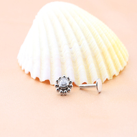 Labret en titane F136 plaqué or, bijou de piercing corporel, design floral, zircon soudé, tendance, pour mariage, fiançailles, usage quotidien