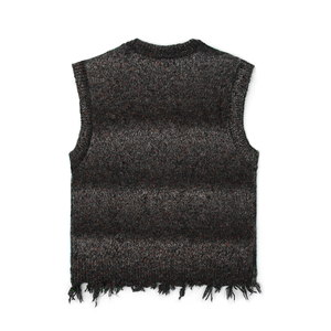 AiNear Vente en gros de logo personnalisé Design Oem & Odm Gradient Sleeveless v Neck Distressed Ripped Men <span class=keywords><strong>Mohair</strong></span> Knitted Fuzzy Vest Sweater - Product Image 6