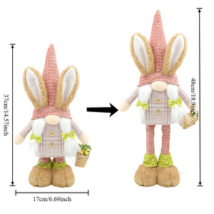 <b>Easter</b> Gnome Bunny Plush Long Legs Standing Rabbit Dwarf Figurine Swedish Tomte Doll Holiday Table <b>Ornament</b> Spring Party Decor - Product Image 6