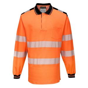 PORTWEST - T184OBRL PW3 hi-vis long sleeve <b>orange</b>/black <b>polo</b> shirt - EAN 5036108304233 HI-VIS WORKWEAR - Product Image 1