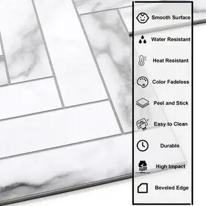 Sunwings Herrigbone Peel And Stick Tile | Stock In US | Marble Looks Stone Composite Mosaic Backsplash For Kitchen Wall Tile