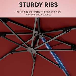 Sombrilla de <span class=keywords><strong>Patio</strong></span> de Aluminio Roja HANYI de 9X12 Pies con Doble Toldo Impermeable Resistente al Viento con Inclinación Giratoria de 360 Grados para Exteriores - Product Image 4