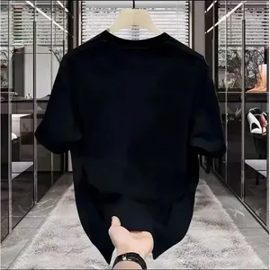 T-shirt firmate di alta qualità 100% <span class=keywords><strong>cotone</strong></span> senza maniche scollo a V stampa geometrica estiva casual da uomo vintage vestibilità ampia 300 grammi - Product Image 3