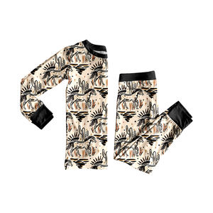 प्रीऑर्डर बेबी लड़कों 95% बांस के पश्चिमी काउबॉय थोक बुटीक की लंबी आस्तीन शर्ट पैंट पैंट के ऊपर बनी - Product Image 5