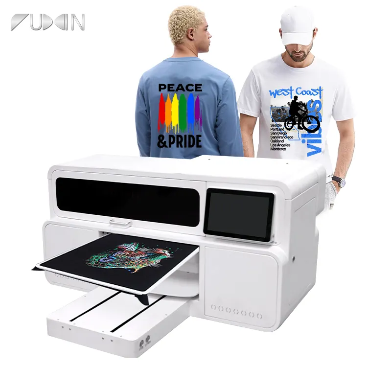 Mesin Printer DTG stasiun tunggal ukuran 38*47cm untuk pencetakan T shirt garmen dengan Printer Epson I3200