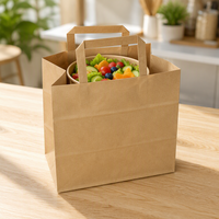 Sacs à emporter en papier kraft personnalisés en gros pour la livraison de repas, emballage alimentaire pour restaurants, saladiers, cafés